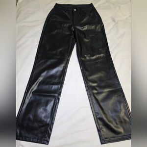 Myoursa Faux Leather Silky Soft Black Pants- Size Sm